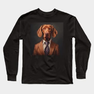 Vizsla Dog in Suit Long Sleeve T-Shirt